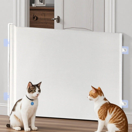 KFX-3354557 Automatic Telescopic Pet Safety Barrier for Doors and Entrances - Available in White and Black, Two Sizes