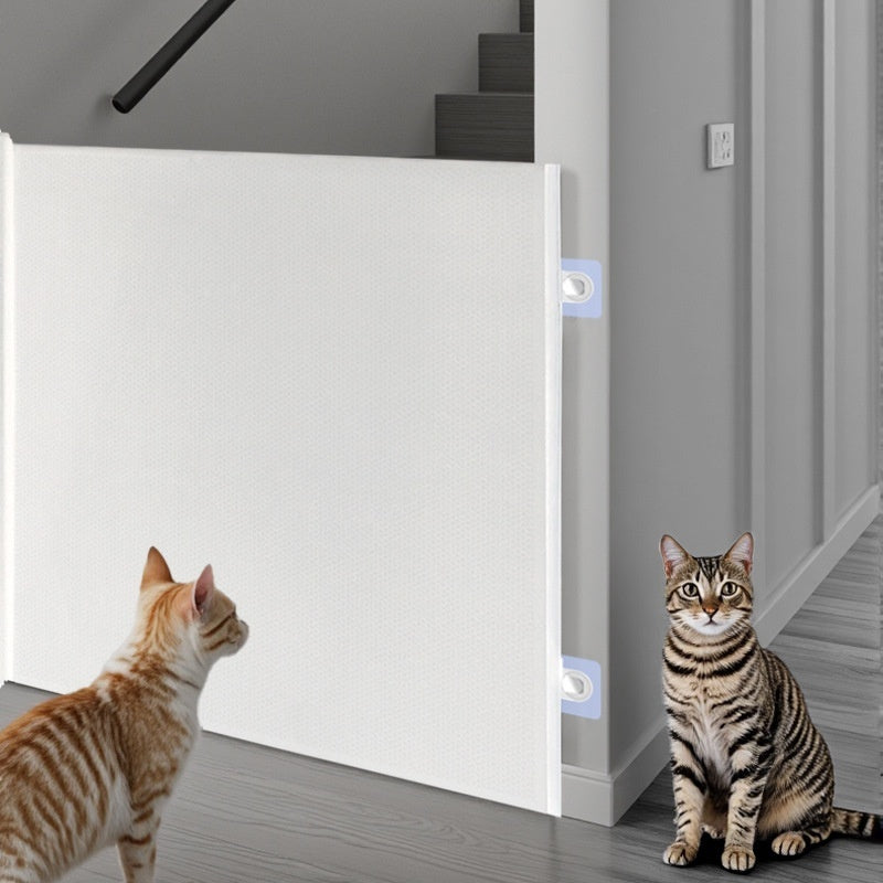 KFX-3354557 Automatic Telescopic Pet Safety Barrier for Doors and Entrances - Available in White and Black, Two Sizes