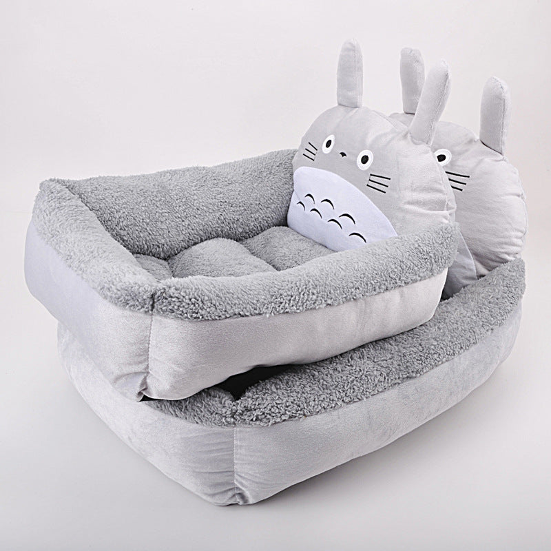KFX-3356349 Cozy Washable Cartoon Pet Bed for Small Dogs and Cats