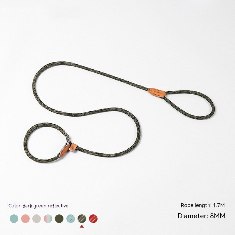 KFX-3358653 Nylon Woven Round P-Chain Leash for Large, Medium, and Small Dogs - 1.7M Length