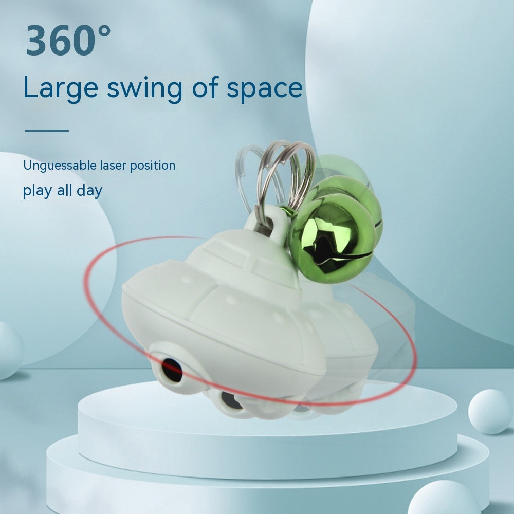 KFX-3360829 USB Charging Cat Flying Saucer Toy with Bell in Green and Pink