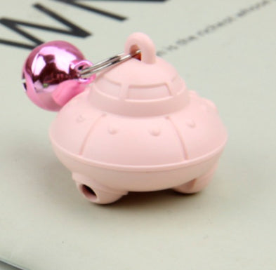 KFX-3360829 USB Charging Cat Flying Saucer Toy with Bell in Green and Pink