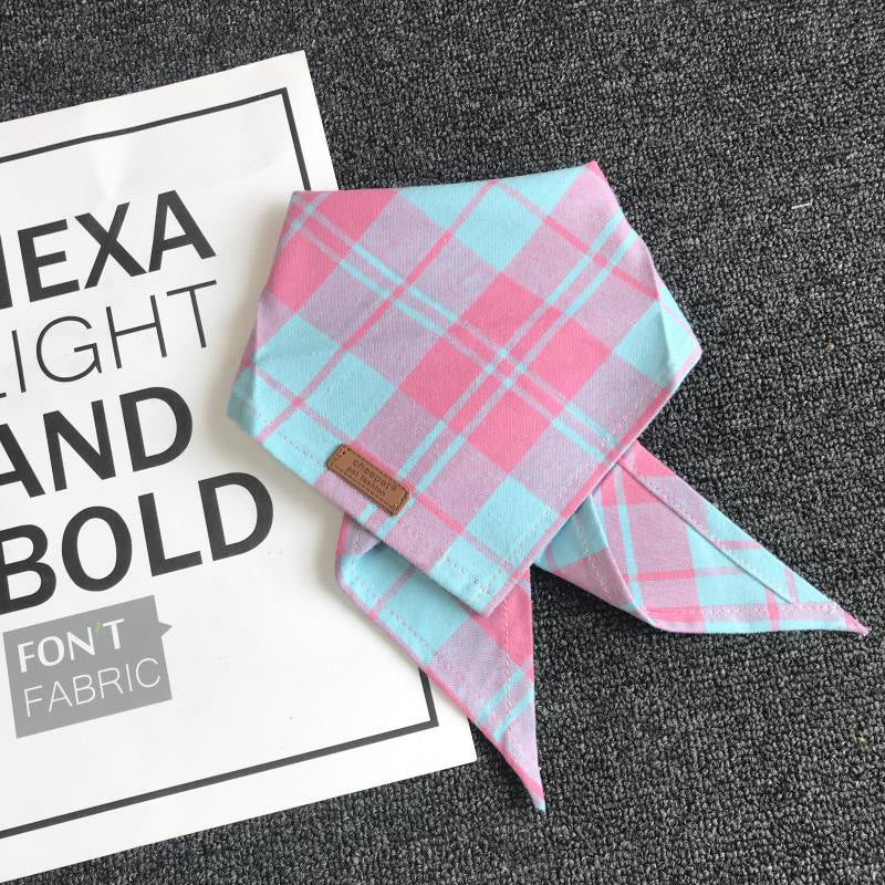KFX-3363005 Cotton Plaid Pet Scarf in Pink - Comfortable and Stylish Accessory for Pets