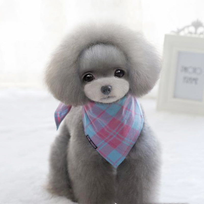 KFX-3363005 Cotton Plaid Pet Scarf in Pink - Comfortable and Stylish Accessory for Pets