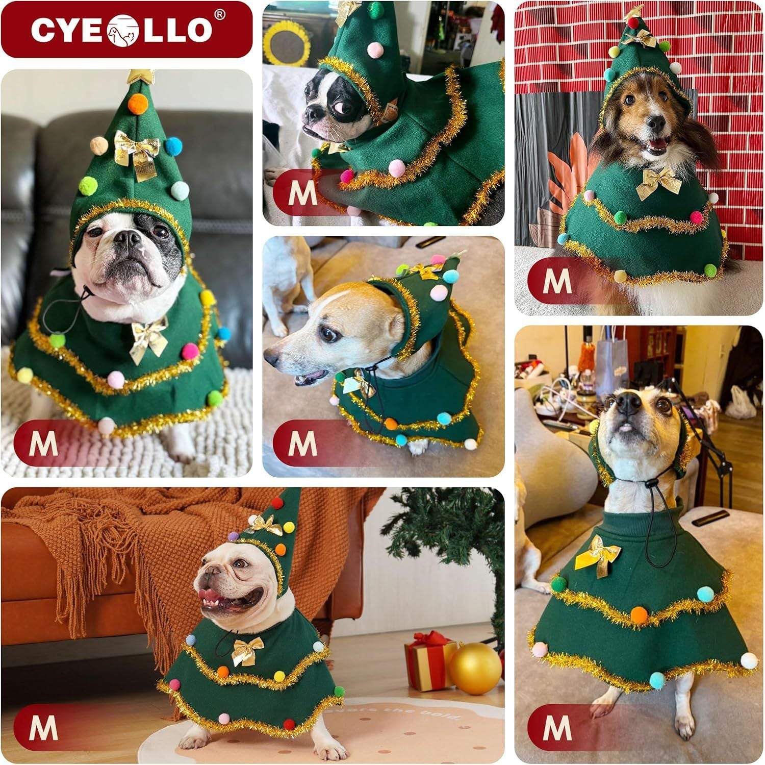 KFX-3363389 Dark Green Cute Cat Costume for Christmas Role-Play Party - Unisex Pet Clothing, Sizes S, M, L