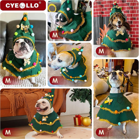 KFX-3363389 Dark Green Cute Cat Costume for Christmas Role-Play Party - Unisex Pet Clothing, Sizes S, M, L
