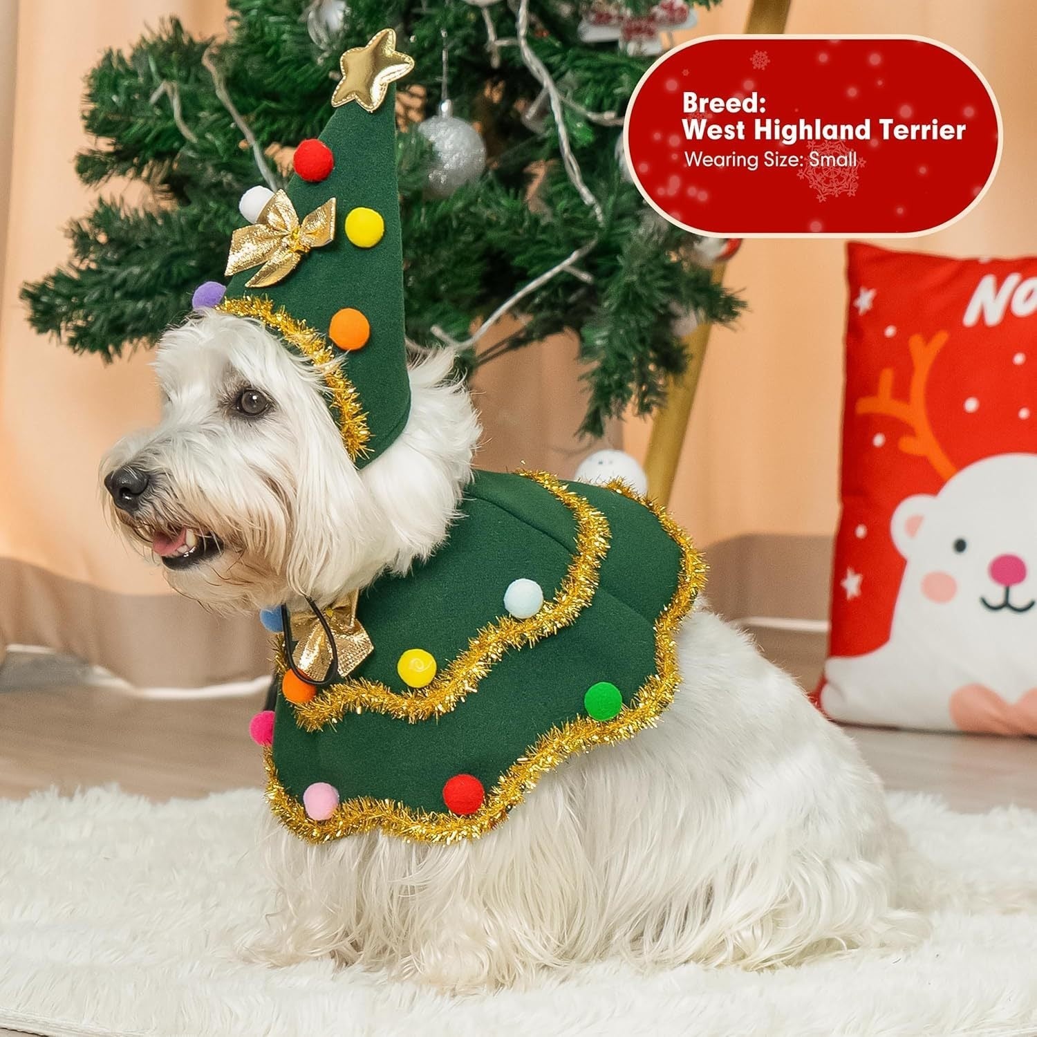 KFX-3363389 Dark Green Cute Cat Costume for Christmas Role-Play Party - Unisex Pet Clothing, Sizes S, M, L