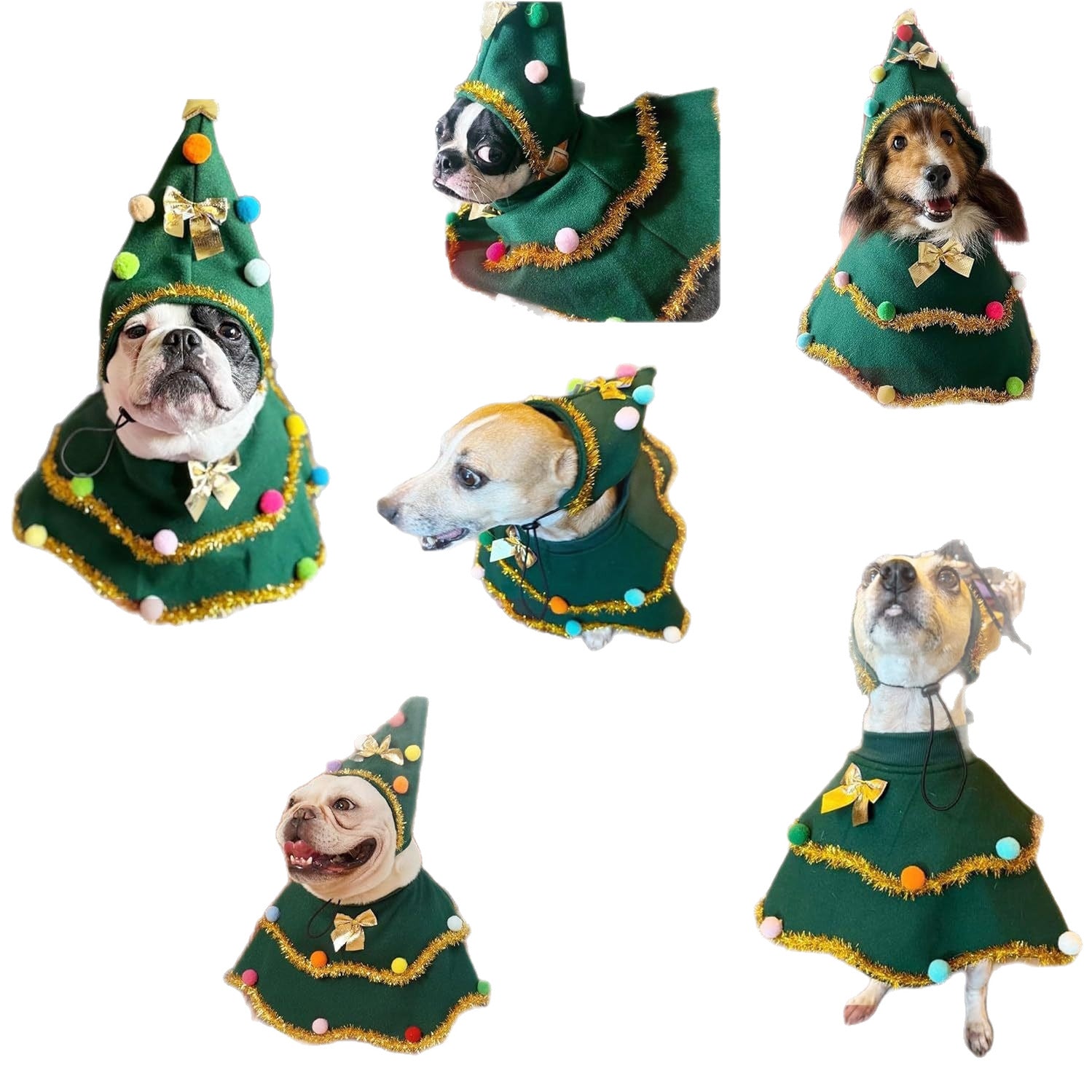 KFX-3363389 Dark Green Cute Cat Costume for Christmas Role-Play Party - Unisex Pet Clothing, Sizes S, M, L