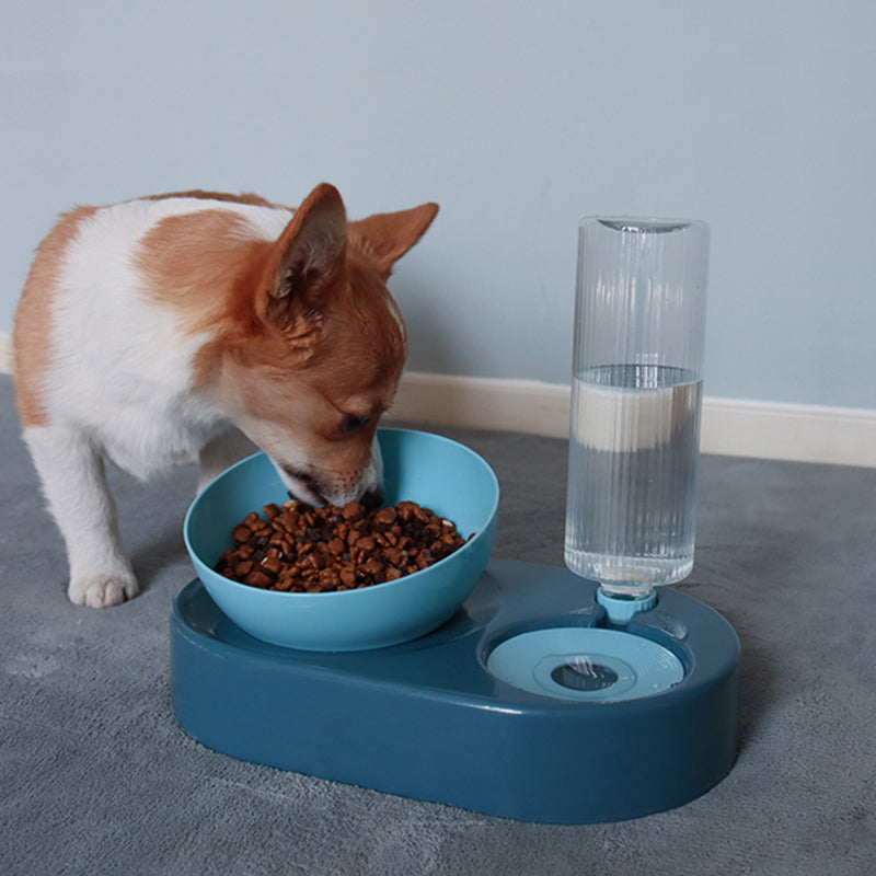 KFX-3364797 Automatic Dog Food and Water Bowl for Safe Drinking and Eating - Prevents Overturning and Choking, Supports Cervical Spine Health