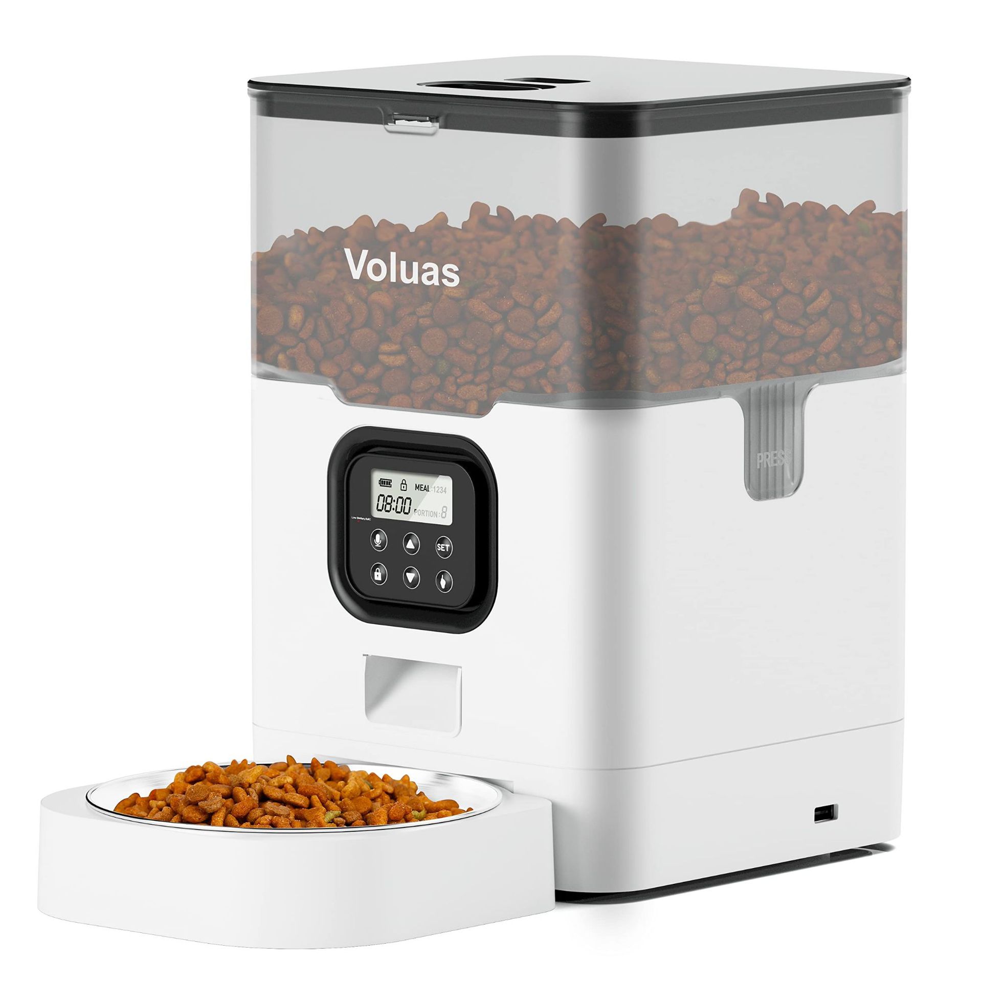 KFX-3368381 Automatic Double Meal Feeder with Voice Playback and Stainless Steel Tray