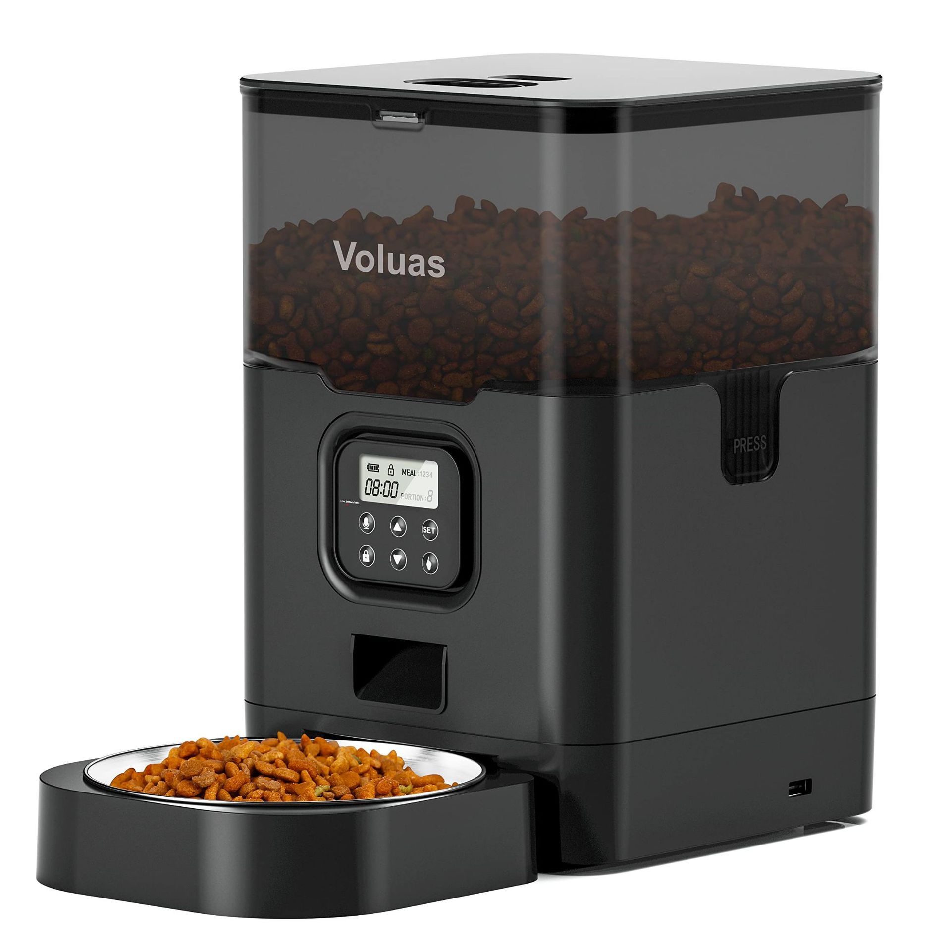 KFX-3368381 Automatic Double Meal Feeder with Voice Playback and Stainless Steel Tray