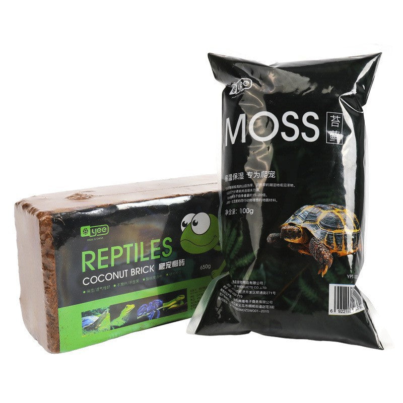 KFX-3368637 Coconut Soil Turtle Hibernation Box with Moss and Spray Bottle - Natural Heat Preservation and Moisture Retention