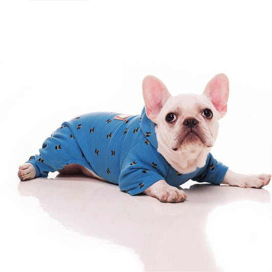 KFX-3368765 Comfortable Blue Velvet Pet Hoodie for Small to XXXL Dogs