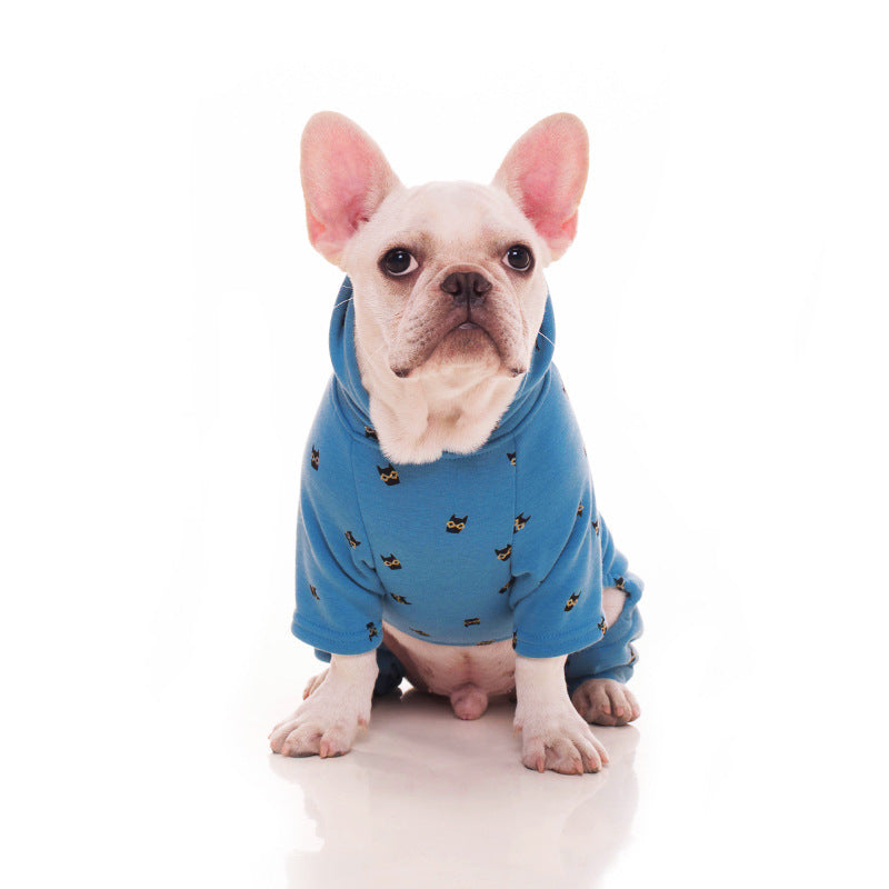 KFX-3368765 Comfortable Blue Velvet Pet Hoodie for Small to XXXL Dogs