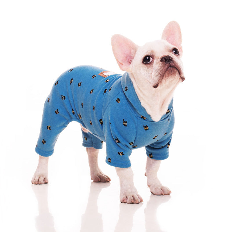 KFX-3368765 Comfortable Blue Velvet Pet Hoodie for Small to XXXL Dogs
