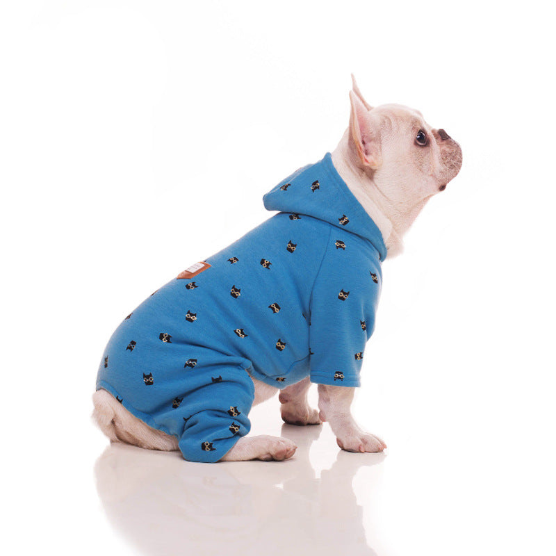 KFX-3368765 Comfortable Blue Velvet Pet Hoodie for Small to XXXL Dogs
