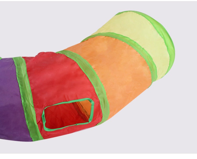 KFX-3369661 Rainbow S-shaped Collapsible Cat Tunnel - Eco-friendly Durable Fabric, Foldable Cat Toy