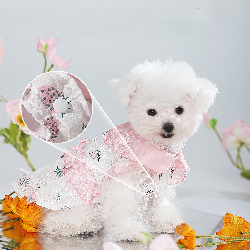 KFX-3370173 Sweet Strawberry Pink Skirt for Pets, Anti-Hair Loss, Soft Cotton-Blend Fabric, Various Sizes Available