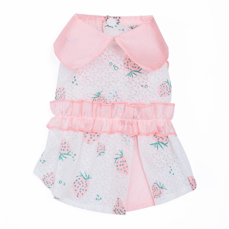 KFX-3370173 Sweet Strawberry Pink Skirt for Pets, Anti-Hair Loss, Soft Cotton-Blend Fabric, Various Sizes Available