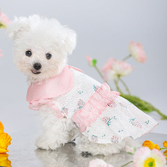KFX-3370173 Sweet Strawberry Pink Skirt for Pets, Anti-Hair Loss, Soft Cotton-Blend Fabric, Various Sizes Available