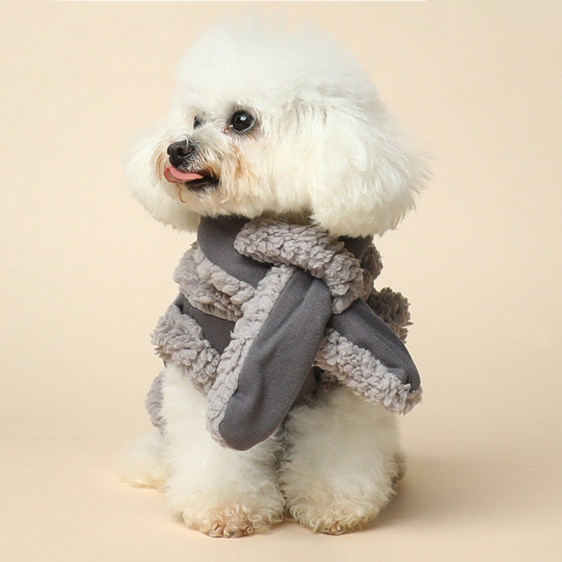 KFX-3370941 Cozy Cotton Pet Vest and Scarf Set for Small Dogs and Cats in Various Colors