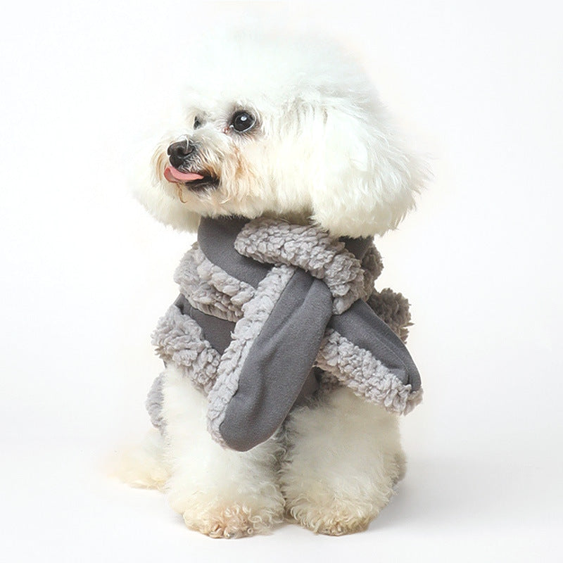 KFX-3370941 Cozy Cotton Pet Vest and Scarf Set for Small Dogs and Cats in Various Colors