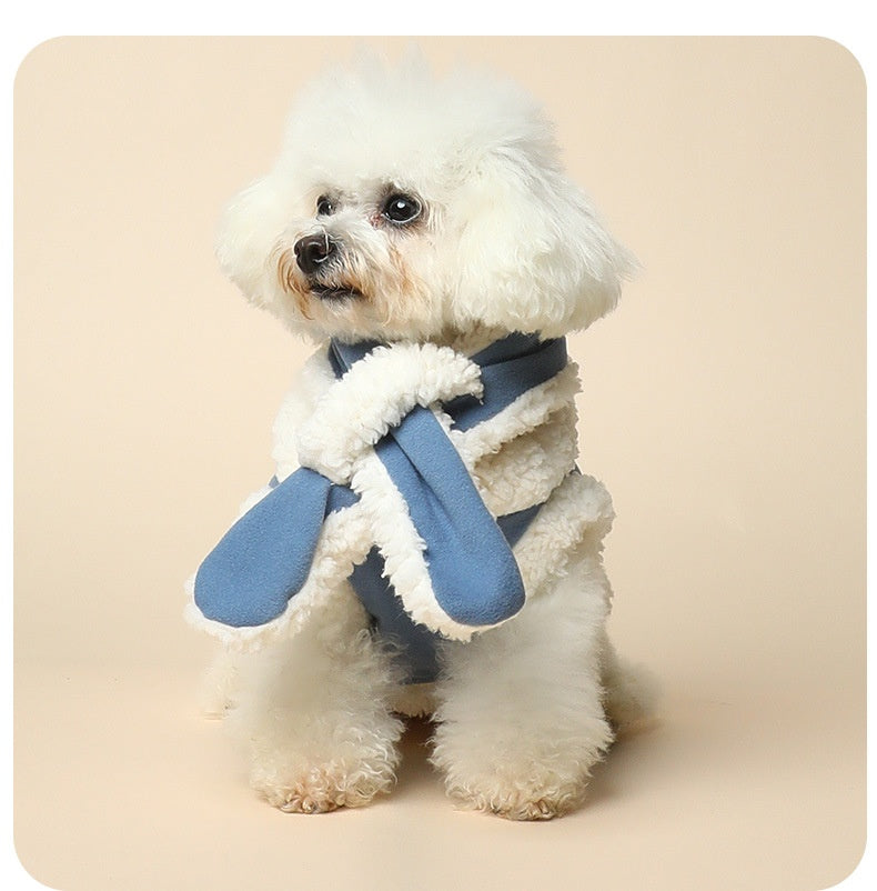 KFX-3370941 Cozy Cotton Pet Vest and Scarf Set for Small Dogs and Cats in Various Colors