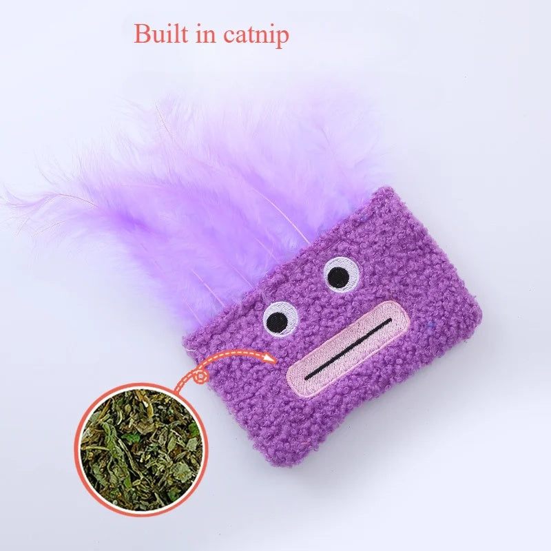 KFX-3371837 Big Mouth Explosion Head Catnip Plush Toy for Playful Cats