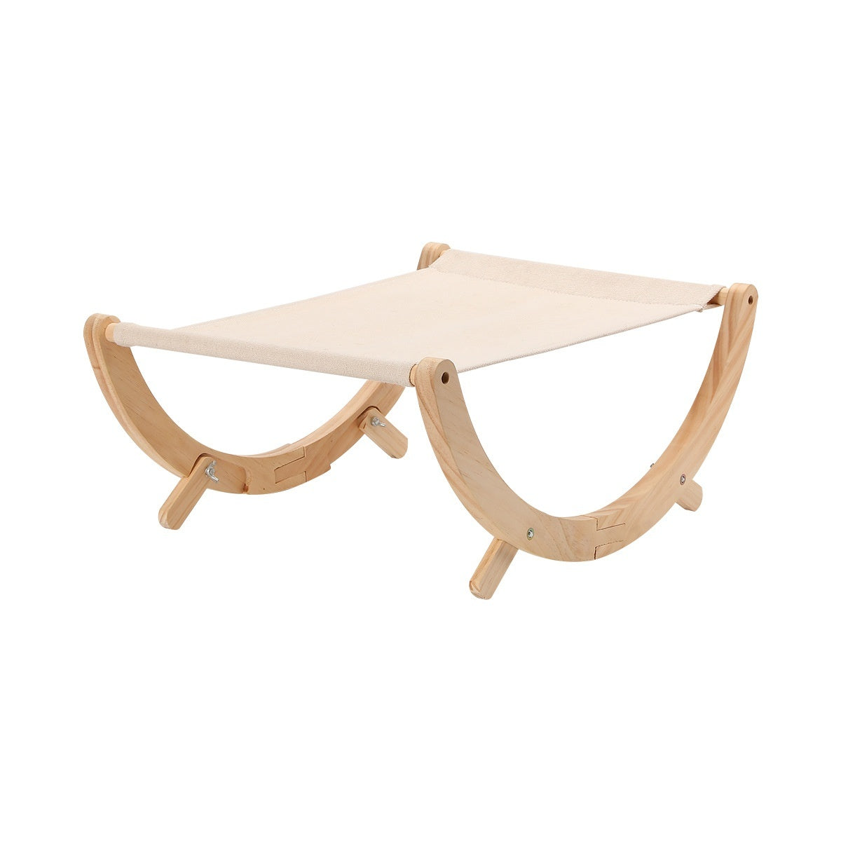 KFX-3371965 Solid Wood Foldable Cat Hammock Bed with Plush and Canvas Nesting Features