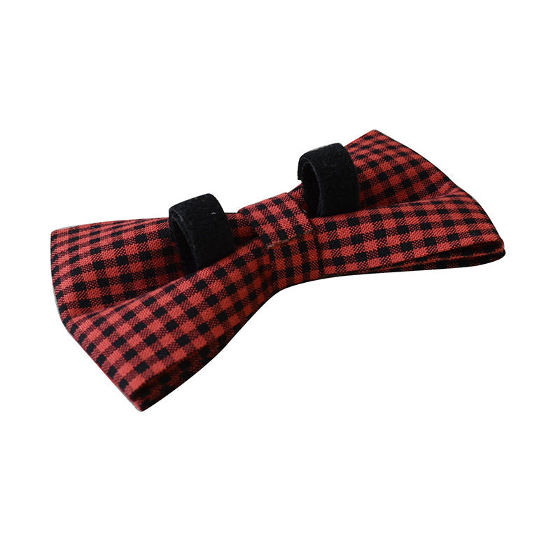 KFX-3372349 Red and Black Plaid Cotton and Polyester Collars and Leashes Set
