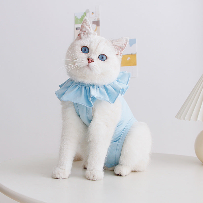 KFX-3372733 Breathable Summer Cat Surgical Gown - Soft Cotton Sterilization Suit for Puppies and Kittens