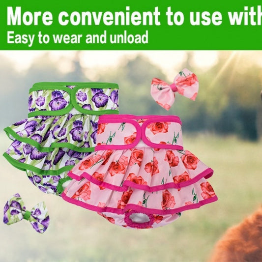 KFX-3377725 Washable Pet Dog Sanitary Pants - Polyester Diaper Panty for Female Dogs in Various Sizes