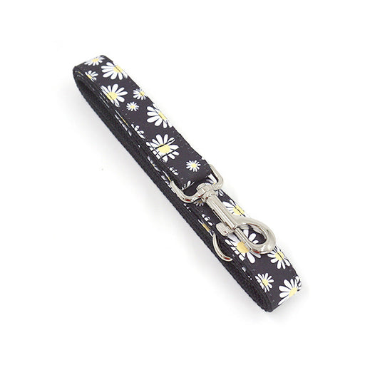 KFX-3379901 Trendy Black Polyester Pet Towing Rope with Environmental Daisy Print