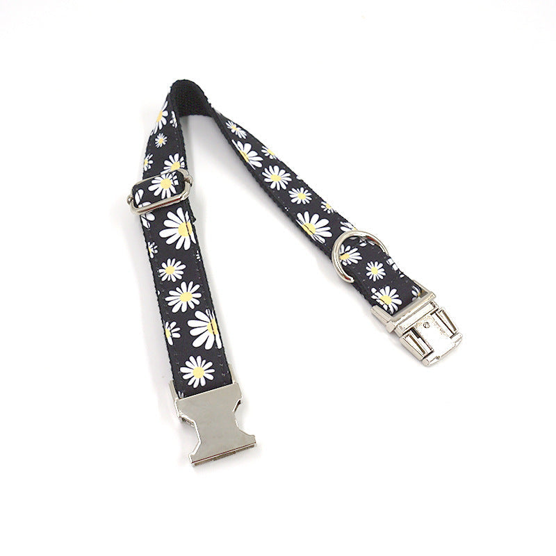 KFX-3379901 Trendy Black Polyester Pet Towing Rope with Environmental Daisy Print