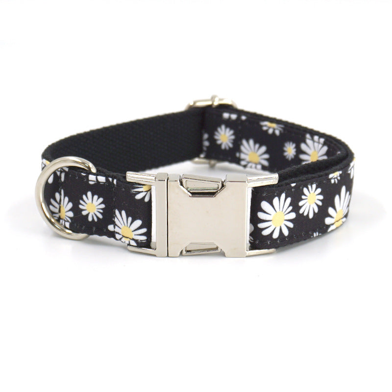 KFX-3379901 Trendy Black Polyester Pet Towing Rope with Environmental Daisy Print