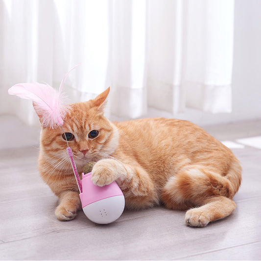 KFX-3380925 Catnip Ball Tumbler Toy for Cats – 10cm x 6.5cm x 20cm in Pink, Green, or Grey