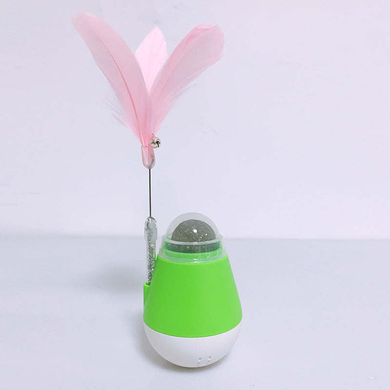 KFX-3380925 Catnip Ball Tumbler Toy for Cats – 10cm x 6.5cm x 20cm in Pink, Green, or Grey