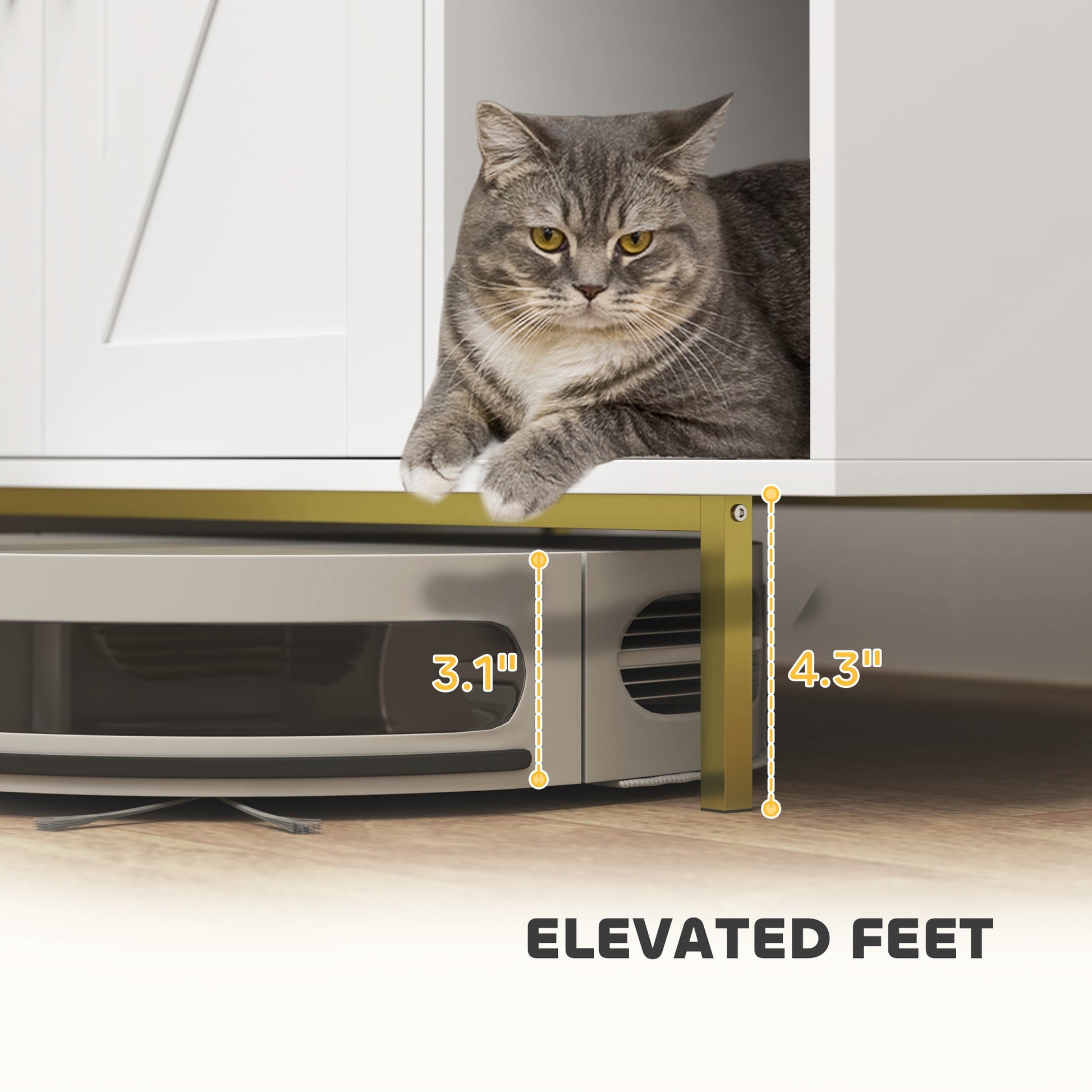 KFX-3381565 Stylish Cat Litter Box Enclosure with Storage Compartment and Scratching Mat