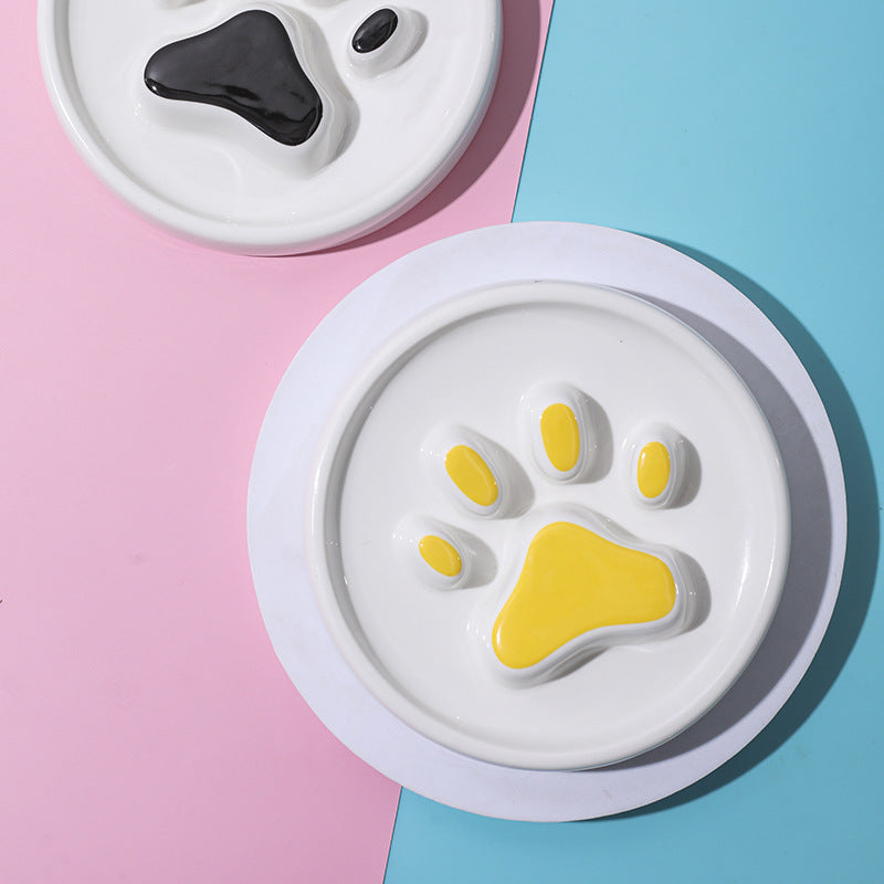KFX-3382077 Ceramic Slow Food Bowl for Dogs and Cats - Available in Pink, Yellow, and Black