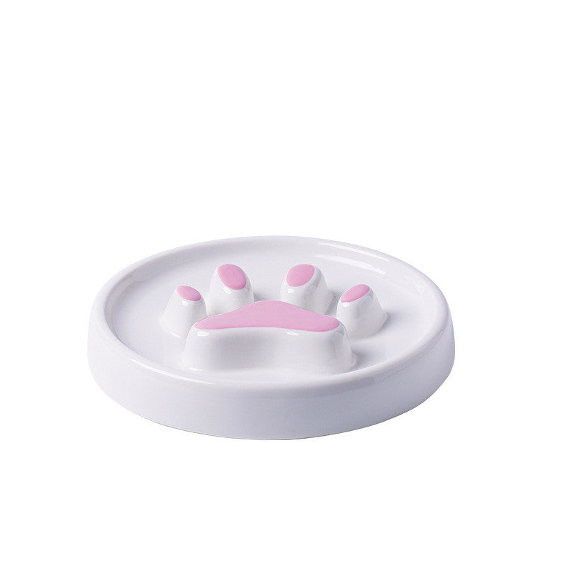 KFX-3382077 Ceramic Slow Food Bowl for Dogs and Cats - Available in Pink, Yellow, and Black