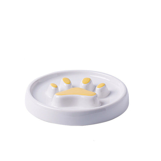 KFX-3382077 Ceramic Slow Food Bowl for Dogs and Cats - Available in Pink, Yellow, and Black
