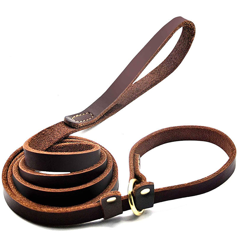 KFX-3385661 Leather Anti Breakaway Traction Rope for Pets - Strong and Durable 1.8X180CM, 1.2X170CM Options