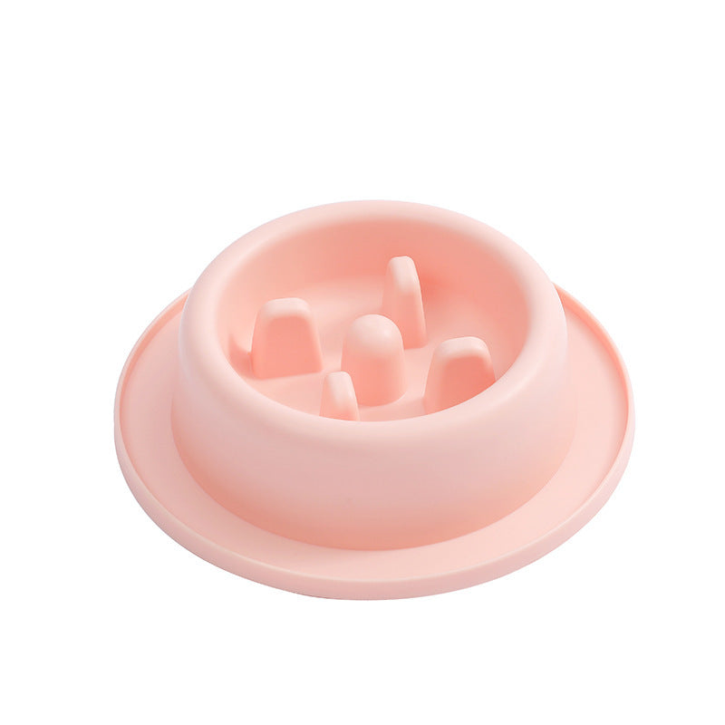 KFX-3386045 Pet Slow Food Bowl - Anti-Choking Feeding Dish, Simple Solid Color Design in Pink, Blue, and Green
