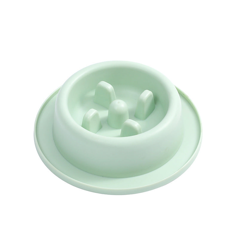 KFX-3386045 Pet Slow Food Bowl - Anti-Choking Feeding Dish, Simple Solid Color Design in Pink, Blue, and Green