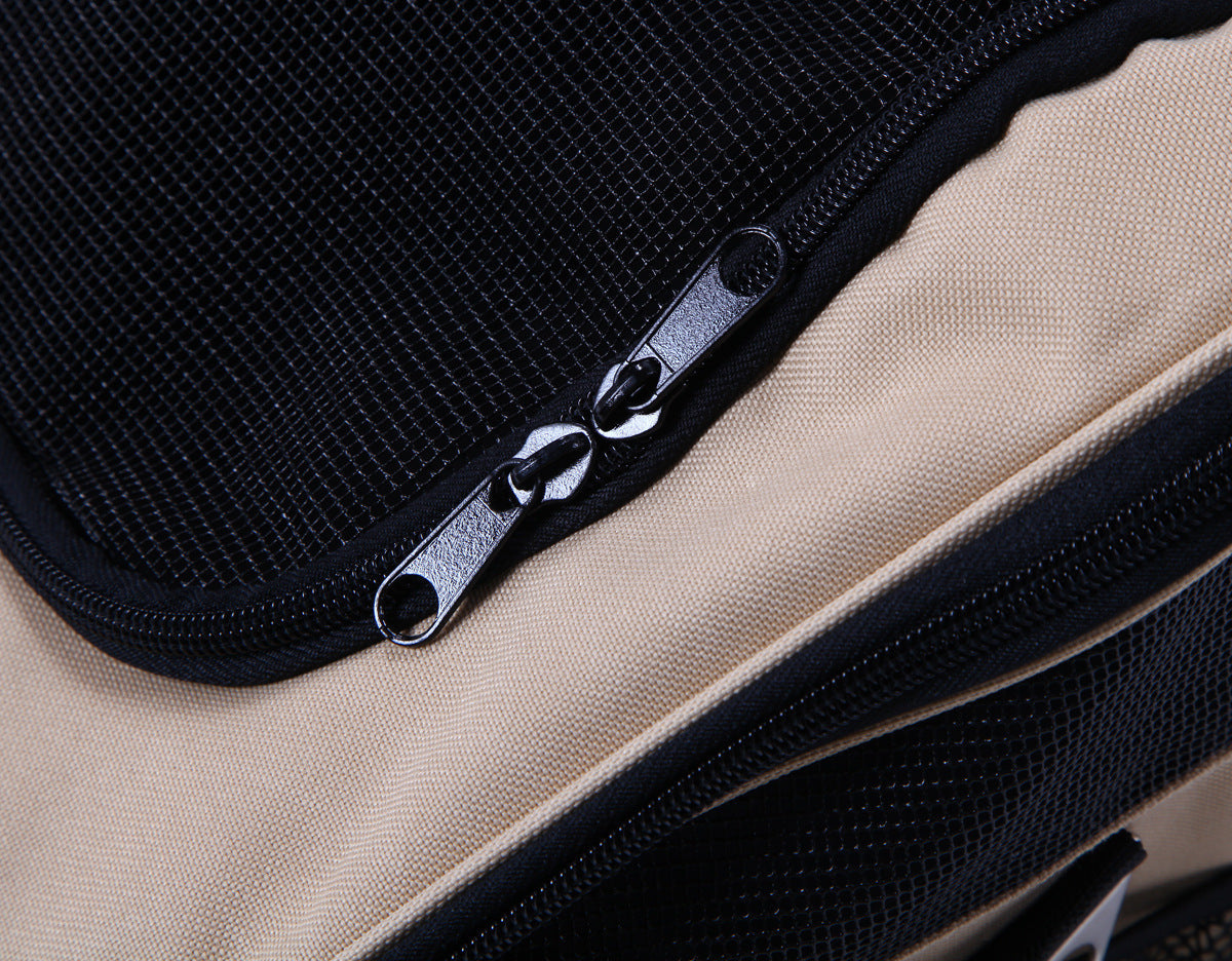 KFX-3387325 Portable Travel Pet Carrier for Dogs and Cats – Crossbody Design in Beige and Dark Gray