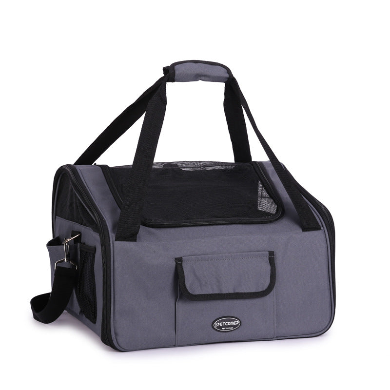 KFX-3387325 Portable Travel Pet Carrier for Dogs and Cats – Crossbody Design in Beige and Dark Gray
