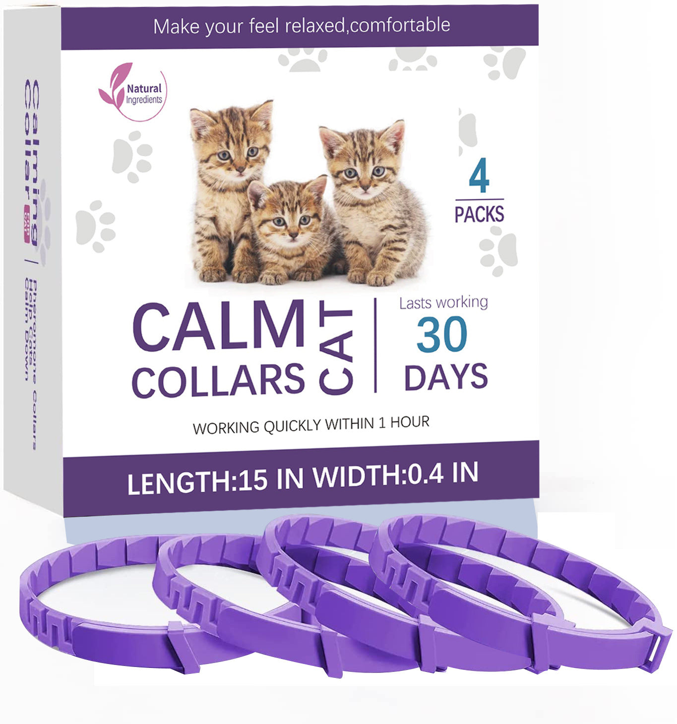 KFX-3387837 Pet Calming Collar for Cats and Dogs - 3 Pack, 4 Pack Options Available, Plastic Material, Plain Design