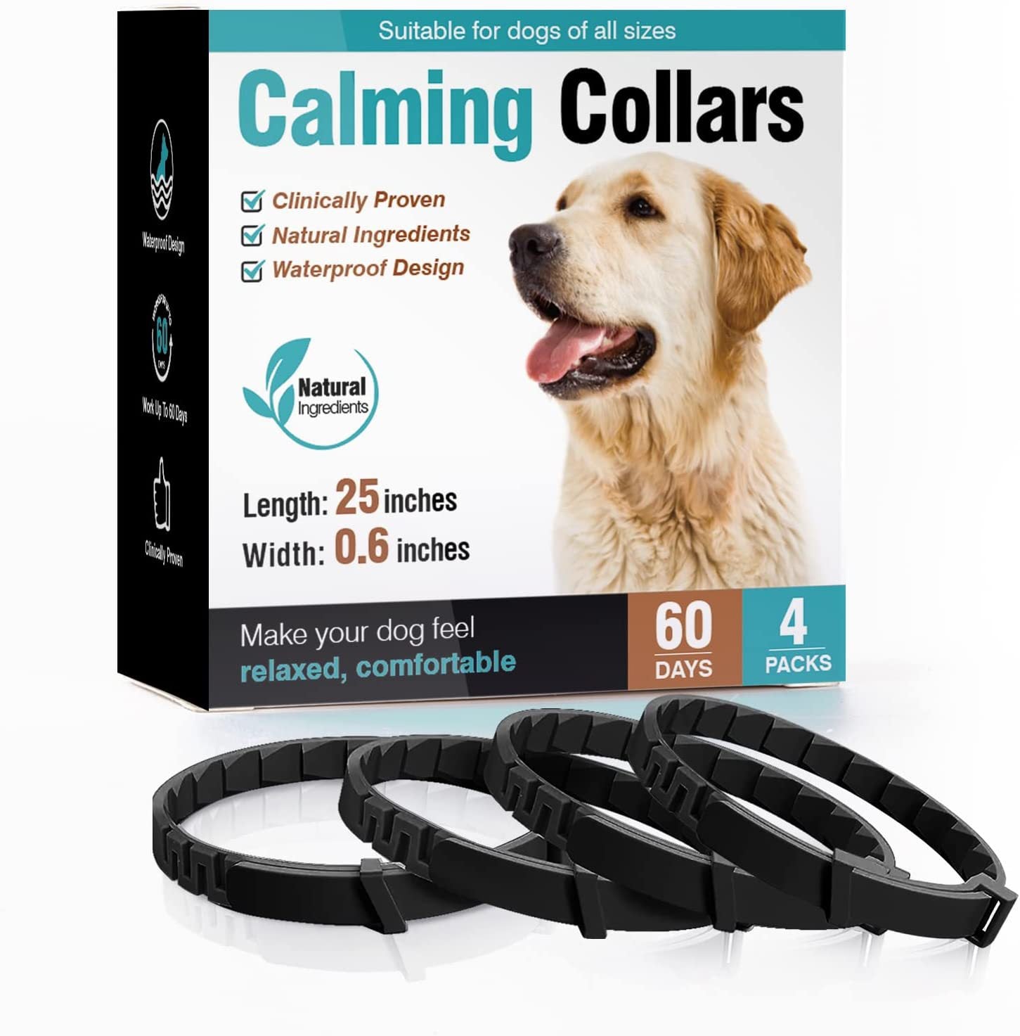 KFX-3387837 Pet Calming Collar for Cats and Dogs - 3 Pack, 4 Pack Options Available, Plastic Material, Plain Design