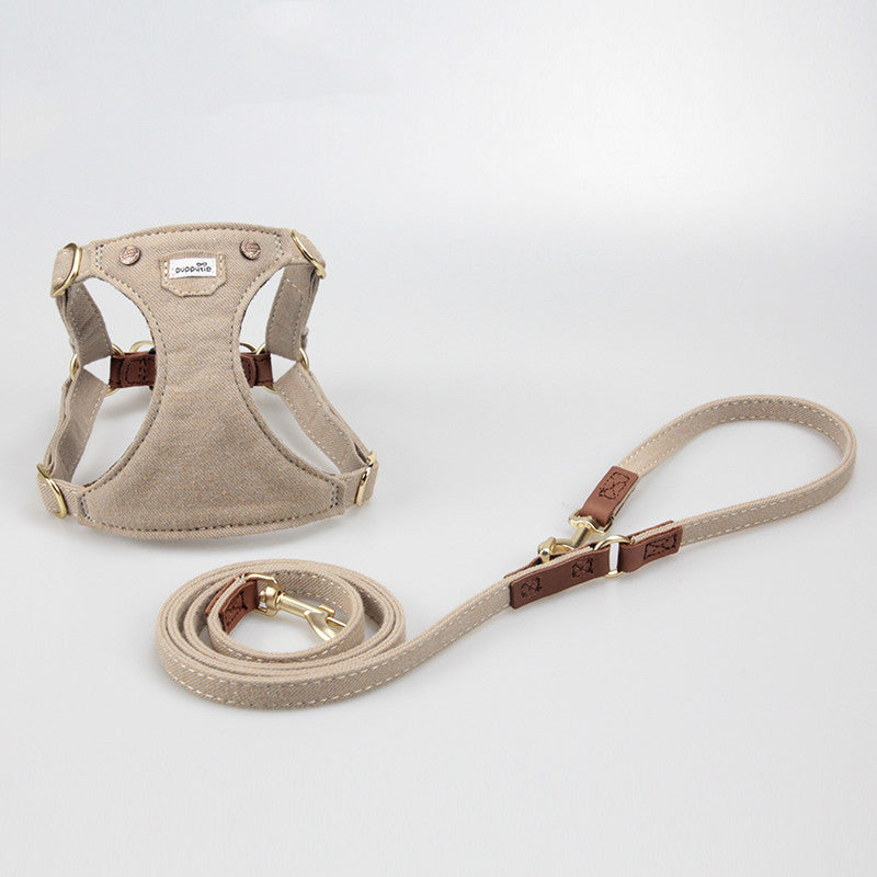 KFX-3390909 Adjustable Denim Dog Harness for Small to Medium Dogs - Comfortable and Durable Design