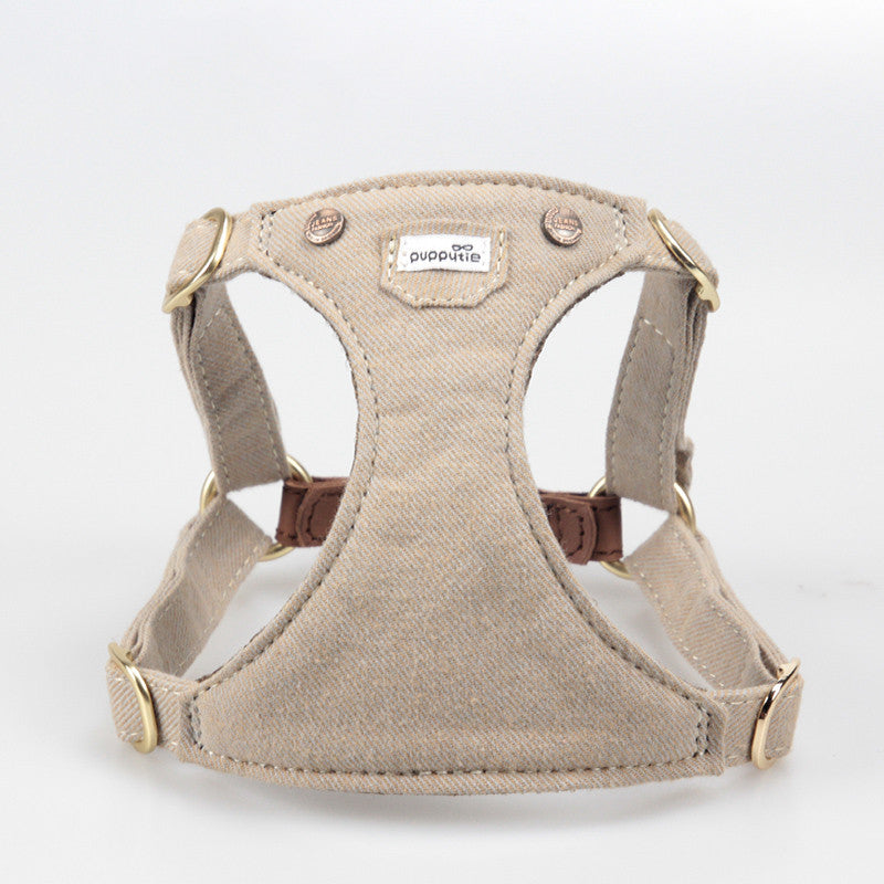 KFX-3390909 Adjustable Denim Dog Harness for Small to Medium Dogs - Comfortable and Durable Design
